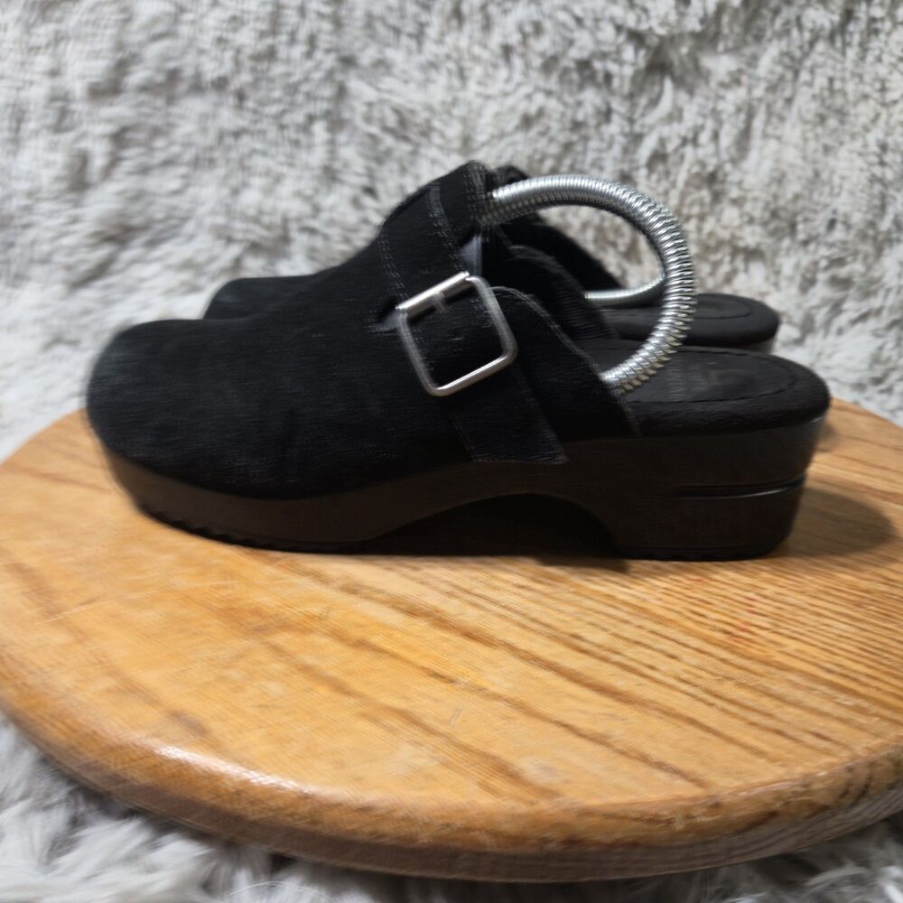 White Mountain Y2K Platform Mules Women Size 6 Black Leather Sues Slip-Ons Retro - Picture 3 of 7